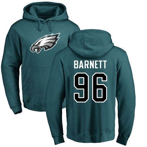 Men Philadelphia Eagles #96 Derek Barnett Green Name and Number Logo NFL Pullover Hoodie Sweatshirts->philadelphia eagles->NFL Jersey